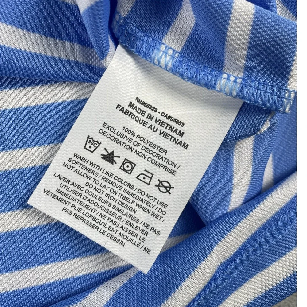 Nike Polo Shirt Mens Large Blue Striped Dri-FIT Short Sleeve Golf Athletic